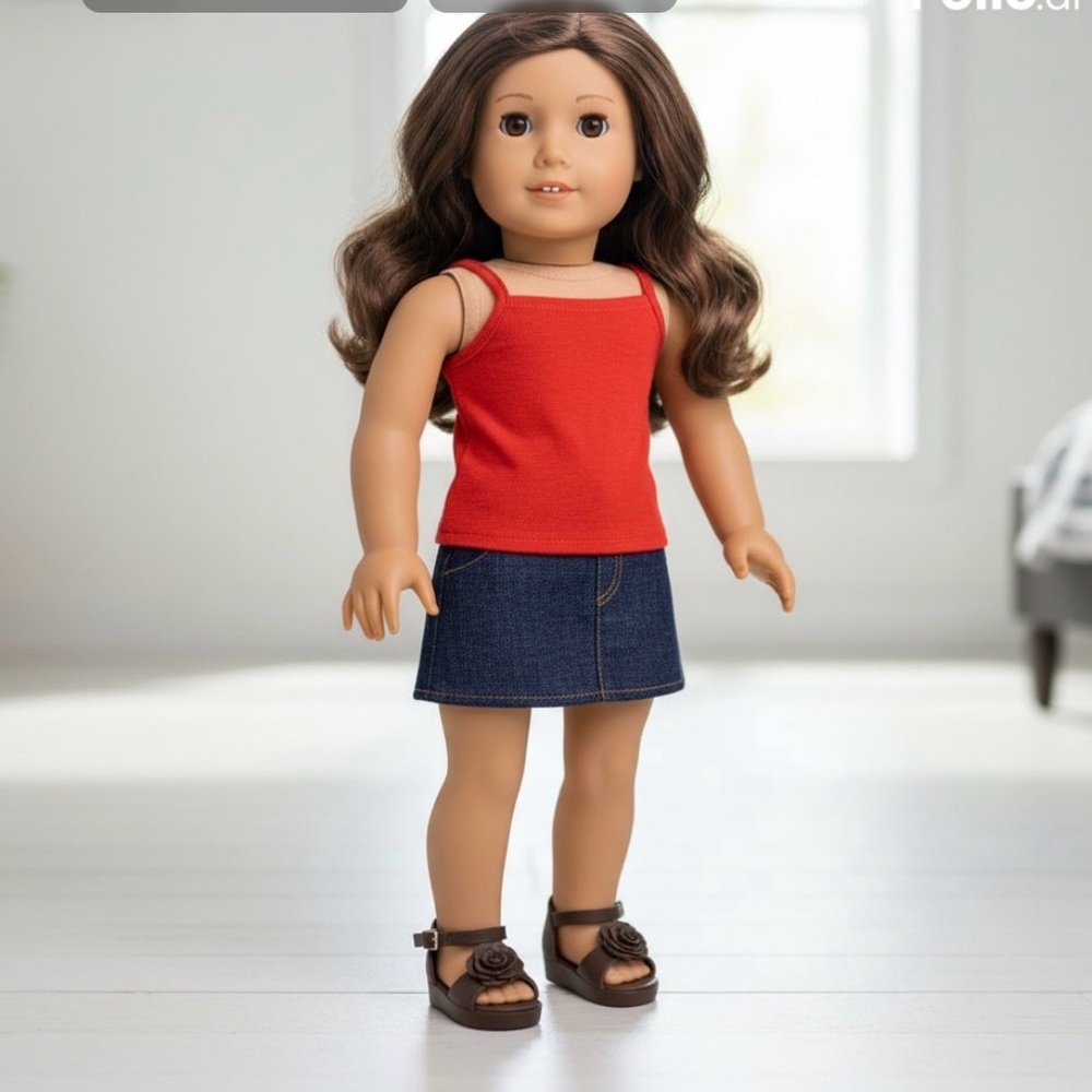 Tank Top and Denim Skirt Doll Outfit - doll not included